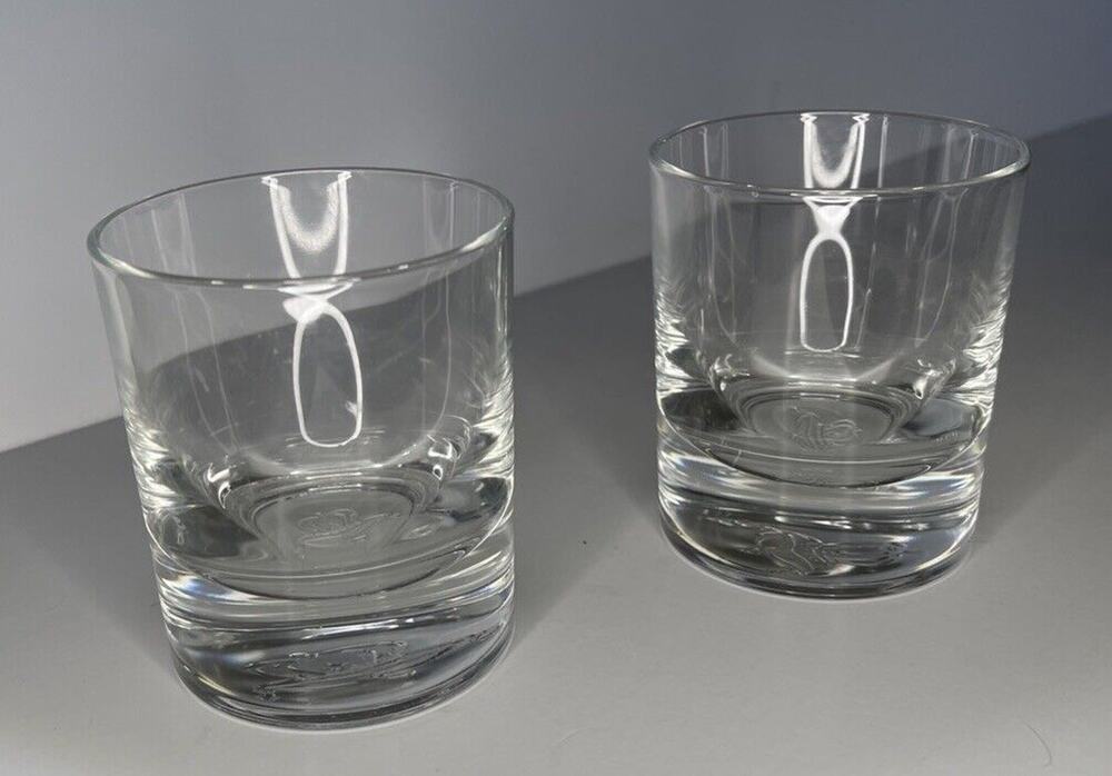 TWO Crown Royal Heavy Bottom Lowball Whiskey Glasses Made In Italy